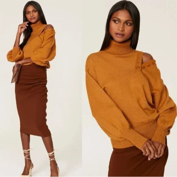 Marissa Webb Collective Button Shoulder Sweater in Maroon Medium - Picture 12 of 12